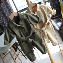 2021 spring and autumn childrens clothing baby overalls baby workwear jumpsuit baby Korean version of conjoined clothes