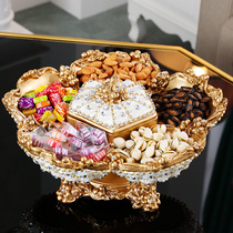 European-style dried fruit plate grid with cover living room household coffee table decoration diamond-set fruit plate American creative decoration decoration