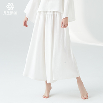 Holy Yoga dress female Zen wind ethereal loose hemp material yoga wide leg pants skirt casual trousers White FM08951