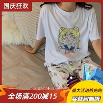 Japan soft honey cartoon meatball pajamas womens suit short sleeve T-shirt net pants home wear