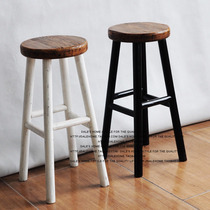 Solid wood bar chair creative high chair European bar chair wooden front bar stool simple high foot stool