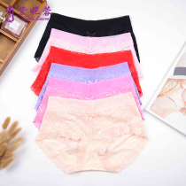 purple lace underwear women's mid waist thin pants modal cute girl student seamless boxer pants