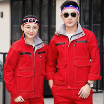 Spring and autumn driver pure cotton denim tooling Flame retardant welder work clothes suit men wear-resistant and anti-scalding cotton labor protection clothing