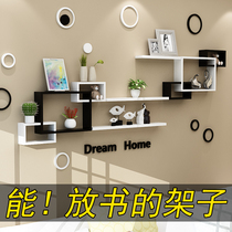 Wall Shelves Wall Hung Bookshelves Living-room Living-room Background Wall Decorative Shelf Wall Creative Plaid Hanging Cabinet