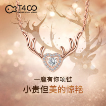 T400 All the way to the deer have you necklace Female sterling silver clavicle chain Niche design Rose gold girls day gift to girlfriend