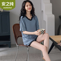 2022 new sleepwear women Summer thin models Modale cotton short sleeve shorts sexy soft glutinous lace cool home clothes