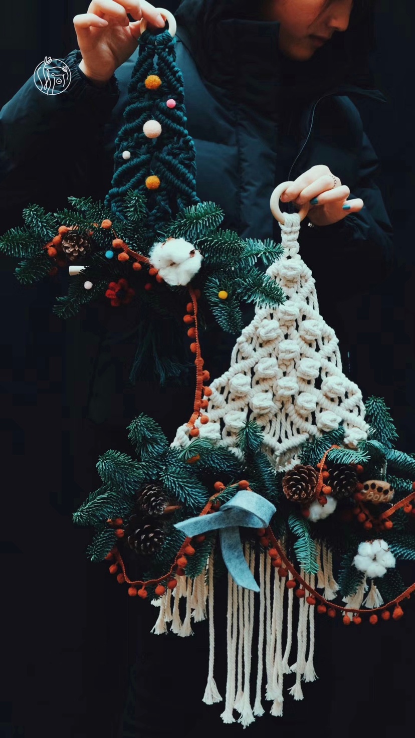 One Island Sen Live Macrame Christmas Handknitted Christmas Tree Nobespine Dry Flowers Wool Ins Tapestry Decorations