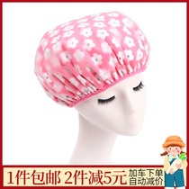 Korean version of thickened double-layer shower cap three-in-one waterproof baked oil dry hat bath cap high-grade printing