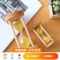 Wooden mini children hourglass timer 1 3 5 three minutes time funnel creative anti-drop brushing brush small ornaments
