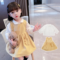 Girls Skirt Spring and Autumn 2022 New Childrens Clothing Female Baby Womens Spring Childrens Strap Dress Spring Dress