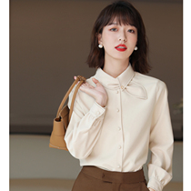 JOLIMENT French light elegant single wear bottom all beautiful crazy single side rabbit collar collar long sleeve shirt female autumn