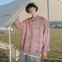 2021 autumn new printed pullover clothes mens round neck Tide brand loose Joker coat Spring and Autumn long sleeve jacket