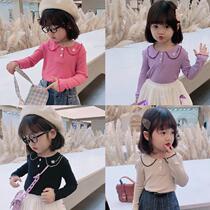 Girls  autumn 2021 new Korean casual childrens long-sleeved T-shirt female baby spring and autumn base shirt foreign tide