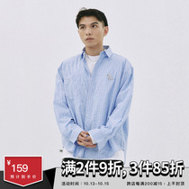 SAMESAME21AW basis cotton Japanese embroidered silhouette striped shirt loose long sleeve jacket men autumn