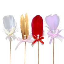 Cake decoration plug-Ins Golden Pearl feather party wedding dessert table dress up sugar flag planting card