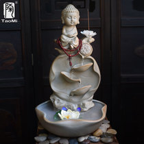 Pottery fans Lotus desktop rockery running water fountain fish pond living room fish tank ornaments opening gift bonsai humidifier