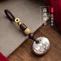 999 pure foot silver pendant lotus long life lock car key button small pendant upscale refined ornament child gift