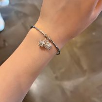 High-end super flash zircon bracelet female temperament light luxury niche exquisite design simple opening adjustable bracelet