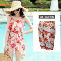 Couple swimsuit womens three-piece set vintage bikini sexy blouse ruffle steel bracket thin flat angle belly cover swimsuit