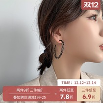 European and American simple big ring ring earrings 2021 New Tide Net Red cold wind temperament sterling silver earrings female