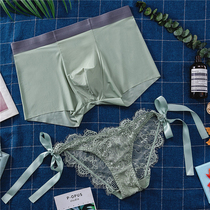 Summer new couple underwear men and women sexual passion lace couple cute ice silk underwear set