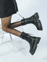 Martin boots English wind 2021 autumn and winter new leather plus velvet thick sole boots Net red and black explosive short boots