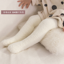 Baby plus velvet tights with feet Baby thickening leggings Large pp childrens coral velvet one-piece girls leggings