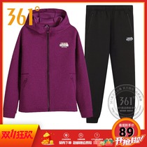 361 Degree Womens sports set 2020 Spring and Autumn New hooded running set 361 sports sweater sweater pants womens suit