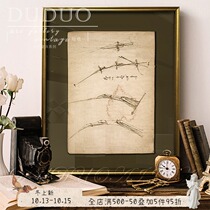 Da Vinci design map famous European style retro niche hanging painting industrial style modern American light luxury bedroom decoration painting