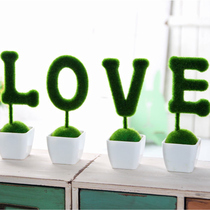 love potted ornaments living room home TV cabinet dining table desktop simulation plant decoration ceramic green plant small bonsai