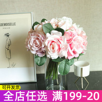 INS Rose Bouquet Simulation Flowers Room Home Silk Flowers Decoration Fake talk hem Wedding Photography photo Handheld with flowers