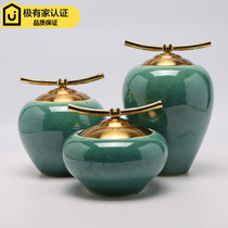 Modern new Chinese creative ceramic storage tank model room decoration simple hotel copper Art soft decoration accessories
