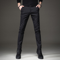 Summer thin mens casual pants Korean version of the trend slim-fit small pants wild business trousers black long pants