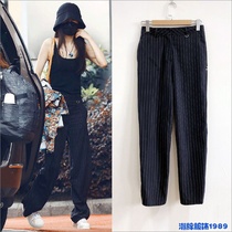 Net red fried street suit womens early spring show body sports Spring Summer Yang Mi same vest slim striped casual pants