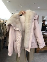 South Korea Short Style Pike Down Dress Woman 2021 Winters new small Temperament Slim big fur collar jacket Grand coat