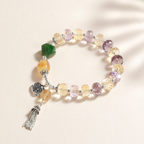 (Straight down) a lifetime stone Yushu Linfeng yellow crystal bracelet female S925 sterling silver amethyst fashion string