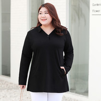 Autumn large size womens clothing belly-covering base shirt plus fat increase top 200 pounds fat mm loose medium-long T-shirt cotton