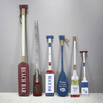 Mediterranean style solid wood boat pulp decoration pendant Wooden paddle window bar paddle decoration Wall decoration