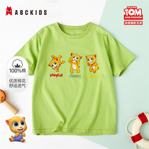 Abckids Childrens clothing childrens short-sleeved T-shirt 2021 summer new girls foreign style girls half-sleeve summer top tide