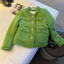 Small fragrant wind round collar coarse flower down liner jacket 2022 Spring new Korean version warm sweatshirt pure color