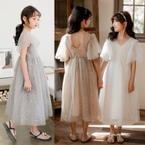 Girl vest dress Net red Middle Child summer dress 2021 New Korean version of net gauze childrens princess dress