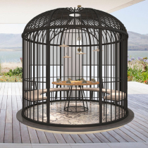 Oversized wrought iron birdcage wedding decoration hotel restaurant hot pot restaurant semi-circle sofa card seat table and chair outdoor park