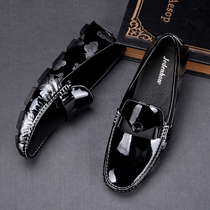 Tide brand mens shoes printed Bean shoes 2020 Summer new trend wild one pedal lazy casual driving leather shoes