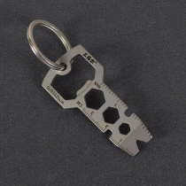 Three-edged wood multi-function tool EDC stainless steel pocket portable equipment bottle opener Creative multi-purpose key pendant