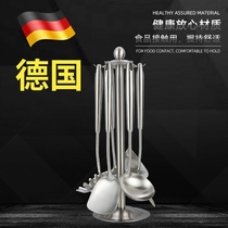 304 Stainless Steel Pan Shovel Home Thickening Handle Fried Vegetable Spade Soup Spoon Leaky Spoon Integrated Long Handle Fried Vegetable Spoon Suit