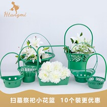 Ching Ming Festival sacrificial flower basket plastic portable flower arrangement basket small flower basket Martyrs Cemetery Ancestor Tomb sweeping funeral supplies