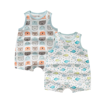 Export single summer newborn baby newborn baby full cotton thin sleeveless flat corner Hagi shirt