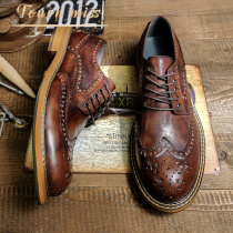 Touch Miss new brown brogue shoes mens business formal British style leather retro casual shoes