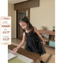 Red bean mother childrens clothing girls dress autumn girl baby strap skirt autumn childrens strap skirt small black skirt