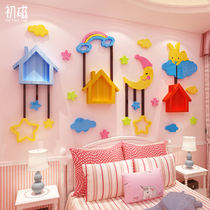 Childrens room layout wall decoration frame princess bedroom bedside girl children creative 3d three-dimensional sticker painting